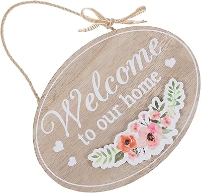 Panneau de bienvenue en bois rustique à suspendre pour porte de maison vozeria, bienvenue dans notre maison, 19 x 14 cm. La boutique en ligne DIAYTAR COTE D'IVOIRE est leader sur le marché ivoirien en termes de variété de produits et de services. Elle propose non seulement des produits locaux mais également des importations de haute qualité, ce qui permet aux clients d'accéder à un large choix de biens et de services. De plus, la boutique propose des conseils d'achat et des recommandations pour aider les clients à trouver les produits qui leur conviennent le mieux.