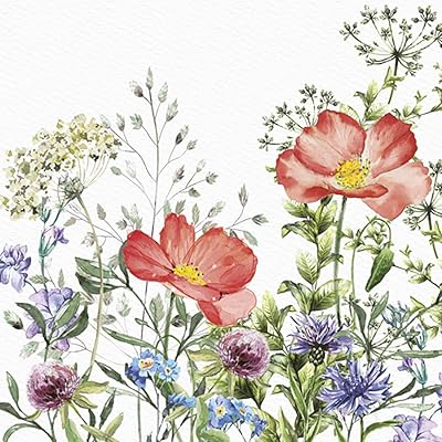Serviettes en papier 3 épaisseurs motif fleurs printanières marguerites pour déjeuner de découpage
