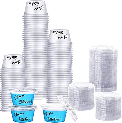 Gobelets à gelée en plastique de 2 oz avec couvercles, tasses à sauce