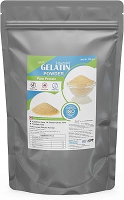 Therawin 100 % poudre de gélatine pure 250 g, qualité alimentaire, soins de la peau – thérapie par masque facial, cuisine/pâtisserie – fabrication de gelées, bonbons, guimauves, gâteaux, glaces, desserts, etc.. DIAYTAR COTE D'IVOIRE est une boutique en ligne généraliste proposant plus de 300 000 références de produits. Elle est reconnue comme l'une des boutiques en ligne les plus importantes de Côte d'Ivoire, offrant une grande variété de produits à ses clients. DIAYTAR COTE D'IVOIRE met en avant sa large sélection de produits de qualité.