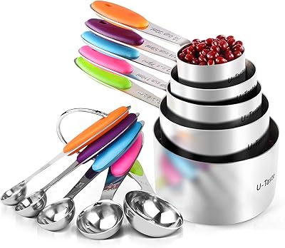 Ensemble de 10 tasses et cuillères à mesurer u-taste, acier inoxydable 18/8