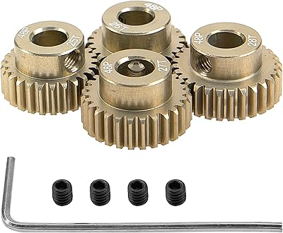 Ensemble d'engrenages 48dp 5mm 25t 26t 27t 28t en alliage d'aluminium 7075 pour