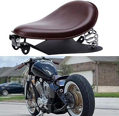 Siège unique de moto en cuir marron personnalisé avec plaque de base à