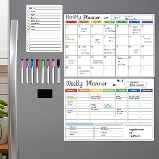 Calendriers magnétiques de réfrigérateur pour tableau blanc | planificateur magnétique mensuel, hebdomadaire