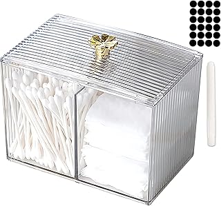 Porte-coton-tige en acrylique porte-q-tip de salle de bain avec distributeur de couvercle organisateurs