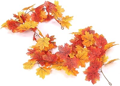 Guirlande de feuilles d'érable d'automne, fausses feuilles imperméables pour décoration de maison diy