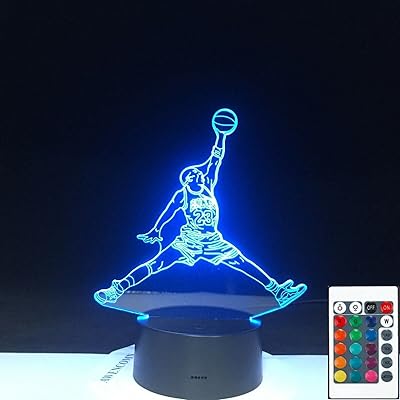 Veilleuse led 3d michael jordan dunk chicago bulls avec télécommande