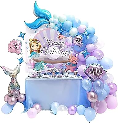 Jigiru kit de guirlande de ballons de fête d'anniversaire de sirène pour filles