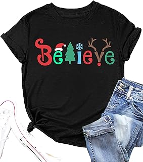 T-shirt de noël believe t-shirt graphique de noël pour femme believe letter print tees holiday tops. Avec plus de 300000 références disponibles, DIAYTAR COTE D'IVOIRE offre une véritable plateforme de shopping en ligne pour les habitants de Côte d'Ivoire et au-delà. Les clients bénéficient d'une navigation intuitive sur le site web, permettant de trouver facilement les produits qu'ils recherchent. De plus, la boutique propose régulièrement des promotions et des offres spéciales pour rendre l'expérience d'achat encore plus attractive.