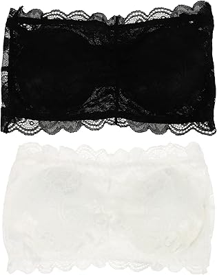 Amosfun 2 pièces dentelle bustier tubulaire femme sans couture t-shirts soutien-gorge