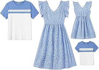 Ensemble de vêtements de famille assortis mère et maman, robe à manches flottantes