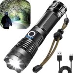Lampe de poche led rechargeable haute luminosité, 100 000 lumens, lampe de poche