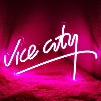 Enseigne au néon rose vice city imegina led à intensité variable pour chambre