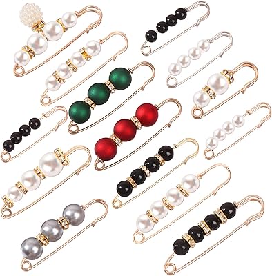 Broche en perles, écharpe pour femme, épingles de sûreté pour femme, perles blanches