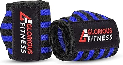 Bandes de soutien de poignet d'haltérophilie glorious fitness (18 pouces, noir bleu)