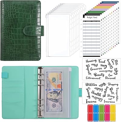 Portefeuille budgétaire avec 8 enveloppes d'argent liquide, portefeuille a6 à motif crocodile