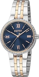 Montre analogique et quartz esprit pour femme, cadran bleu marine, argent/or rose, es1l333m0105