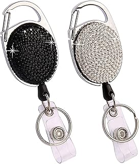 Lot de 2 porte-badges d'identification rétractables avec clip, bobine de badge d'identification