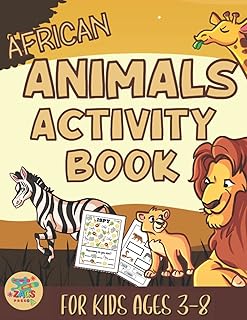 Livre d'activités sur les animaux d'afrique pour les enfants de 3 à