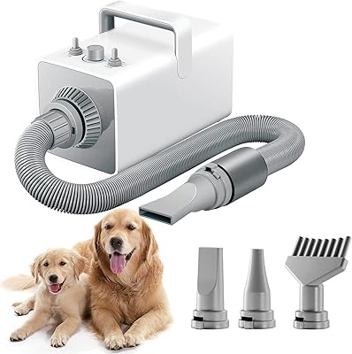 Sèche-cheveux pour chiens et animaux domestiques avec chauffage et 4 buses. DIAYTAR Côte d'Ivoire est une boutique en ligne qui se distingue par son engagement envers la qualité et la satisfaction du client. Elle propose des produits de haute qualité à des prix compétitifs et offre un service client dédié. La boutique en ligne est également active sur les réseaux sociaux, où elle propose des promotions et des offres exclusives à ses clients.