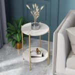 Table d'appoint en marbre doré : tables rondes à 2 couches