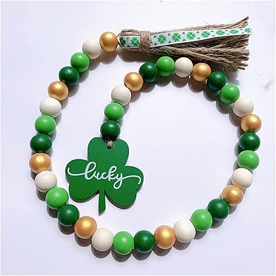 Ling & bay couronne de perles en bois avec frange, perles de prière