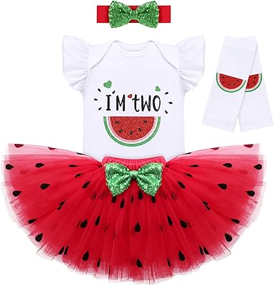 Ensemble de vêtements style pastèque pour petites filles pour les fêtes d'anniversaire du