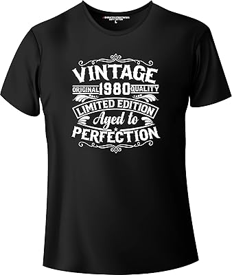 T-shirt aged to perfection 1980 d'anniversaire unisexe pour hommes et femmes. Avec plus de 300 000 références, DIAYTAR COTE D'IVOIRE est la boutique en ligne généraliste la plus complète en Côte d'Ivoire. Elle propose des produits pour tous les goûts et tous les budgets, permettant à chacun de trouver ce qu'il recherche sans avoir à se ruiner. La boutique en ligne DIAYTAR COTE D'IVOIRE est le lieu idéal pour faire du shopping en ligne de manière pratique et sécurisée.