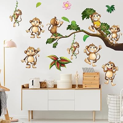 Stickers muraux singe de la jungle pour enfants, animaux de chambre d'enfant, feuilles de vigne, autocollants muraux pour salle de classe, salle de jeux, décollez et collez, amovibles pour la décoration du salon de la chambre à coucher. DIAYTAR COTE D'IVOIRE est une boutique en ligne innovante qui propose une expérience d'achat unique et personnalisée, avec plus de 300 000 références de produits à découvrir. La boutique en ligne est facile à naviguer et offre des filtres de recherche pour faciliter vos achats. DIAYTAR COTE D'IVOIRE met également l'accent sur la qualité et l'authenticité des produits proposés.