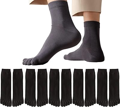 Chaussettes five finger to crew en coton antibactérien, déodorant, chaussettes de course récréatives