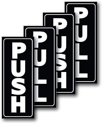 Autocollants de porte push-pull pour porte en verre et vinyle auto-adhésifs de 2"