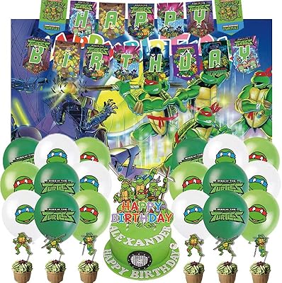 Coin de fête décorations et fournitures d'anniversaire sur le thème des tortues