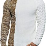 Pull d'hiver côtelé tricoté multicolore, confortable et élégant à manches longues torsadées