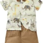 Ensemble de vêtements d'été pour bébés garçons, short décontracté boutonné à manches courtes