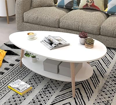 Table basse ronde en bois à double couche petite table thé moderne