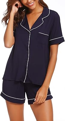 Ensemble pyjama boutonné à manches courtes pour femme, taille s-4xl. DIAYTAR COTE D'IVOIRE est plus qu'une simple boutique en ligne, c'est une communauté de clients qui partagent les mêmes valeurs et les mêmes attentes. Nous nous engageons à fournir des produits authentiques et de haute qualité, ainsi que des services après-vente exceptionnels. Notre mission est de devenir la destination de confiance pour tous vos besoins d'achat en ligne en Cote d'Ivoire.
