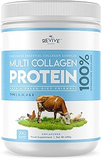 Poudre de protéines multi-collagène hydrolysées (16 oz) - types 1, 2, 3, v