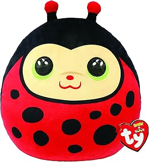 Doudou facile coccinelle de ty squishy-apos 14" rouge noir 14