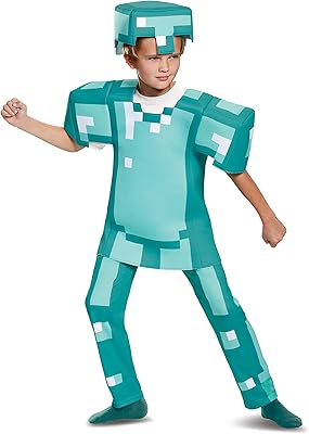 Costume armure minecraft deluxe - bleu, taille s (4-6)