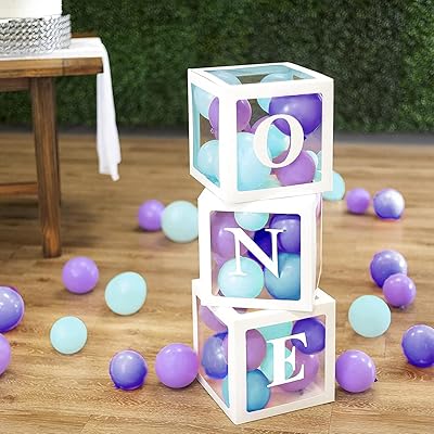 Décorations pour 1er anniversaire de bébé, boîtes à ballons pour 1er anniversaire