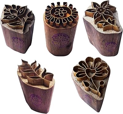 Tampons d'impression en bois et laiton royal craft avec motif floral