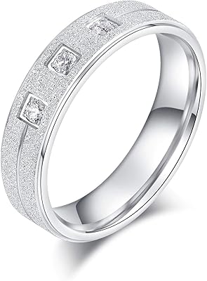 Bague solide unisexe confortable en argent sterling 5 mm finition sable, bague