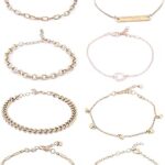 Ensemble de 8 bracelets modernes en or et or rose avec perles saphir