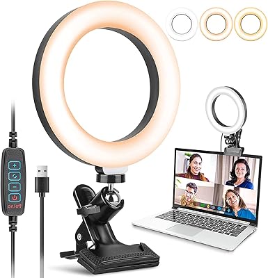 Lumière de vidéoconférence led iwinner 6 pouces pour selfies, vidéoconférence, appels zoom, diffusion