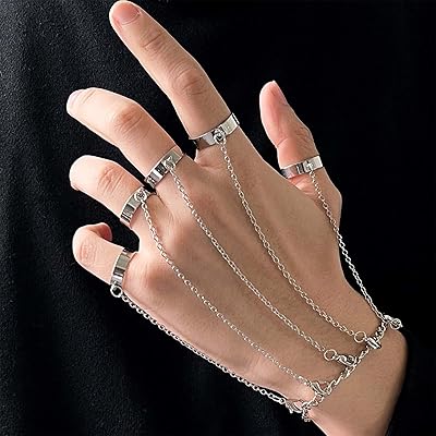 Sttiafay punk doigt lien bracelet réglable bande ouverte chaîne main harnais