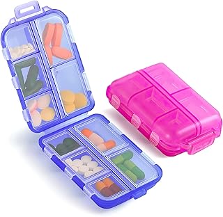 Boîte de rangement de pilules de voyage, 2 pièces, 10 compartiments, distributeur de pilules portable en plastique pour pilules, vitamines, huile de poisson (bleu, rose). La boutique en ligne DIAYTAR COTE D'IVOIRE est conçue pour offrir une expérience de shopping en ligne sécurisée et pratique. Les clients peuvent naviguer facilement à travers les différentes catégories de produits et passer commande en toute confiance. La boutique est le leader en Côte d'Ivoire.