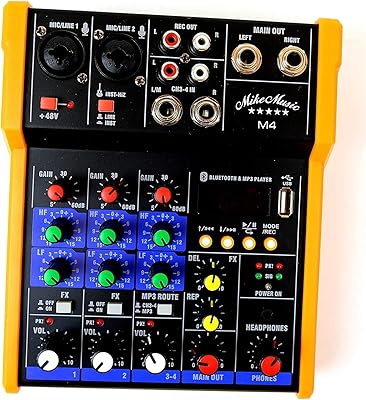 Console de mixage audio mike music avec enregistreur bluetooth et synthétiseur audio 4 canaux (4 canaux, noir). DIAYTAR COTE D'IVOIRE est une plateforme de commerce en ligne qui propose une large gamme de produits, allant des produits alimentaires aux produits électroniques. La boutique en ligne est facile à utiliser et propose des options de paiement sécurisées. 