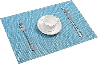 Ljhsz ensemble de 6 nappes de table à manger lavables en vinyle tissé