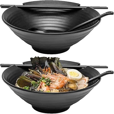 Ensemble de 6 bols à ramen, total avec baguettes, bols en mélamine noire avec louche à soupe et grandes cuillères de 38 oz, pour ramen, pho, nouilles et plats asiatiques. La boutique en ligne DIAYTAR COTE D'IVOIRE est devenue un acteur incontournable du commerce électronique en Côte d'Ivoire. Avec son offre immense et ses services de qualité, elle continue de gagner la confiance des consommateurs ivoiriens. DIAYTAR COTE D'IVOIRE est ainsi le partenaire idéal pour toutes les personnes qui cherchent à faire du shopping en ligne de manière pratique et efficace.