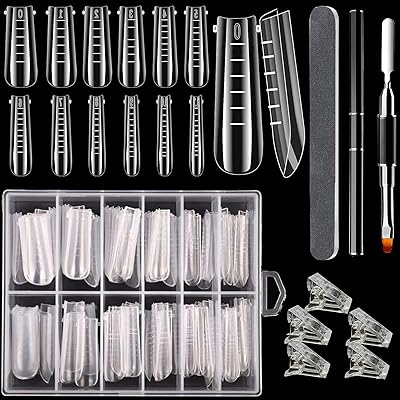 Ensemble de 107 modèles d'ongles doubles, 12 tailles de modèles d'extension d'ongles